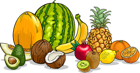 Image showing tropical fruits cartoon illustration