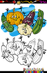 Image showing vegetables group cartoon for coloring book