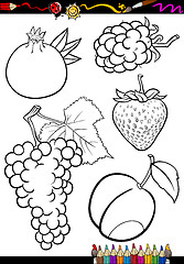 Image showing cartoon fruits set for coloring book