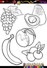 Image showing cartoon fruits set for coloring book