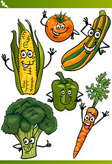 Image showing vegetables cartoon illustration set