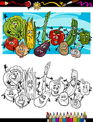 Image showing comic vegetables cartoon for coloring book