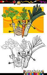 Image showing comic vegetables group for coloring book