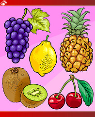 Image showing fruits set cartoon illustration