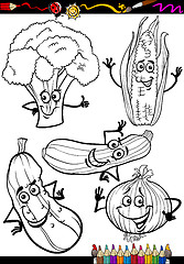 Image showing cartoon vegetables set for coloring book