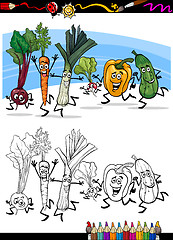 Image showing cartoon vegetables for coloring book