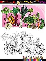 Image showing funny vegetables cartoon for coloring book