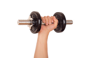 Image showing Dumbbell and hand