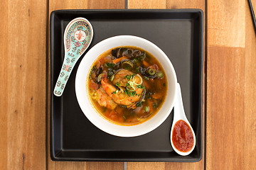 Image showing Asian vegetarian soup with shrimps