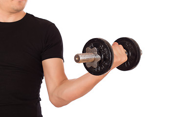 Image showing Man exercise with a dumbbell