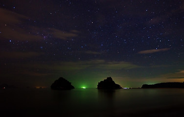 Image showing Night landscape - rocks in Krabi, Thailand