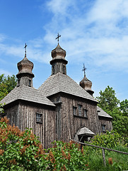 Image showing Big old wooden orthodox church