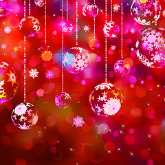 Image showing Christmas baubles on red sparkly. EPS 10