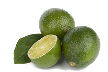 Image showing Fresh limes Isolated on white