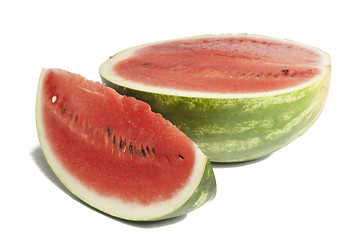 Image showing Watermelon and slice of watermelon isolated on white background