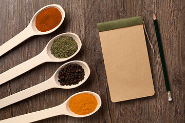 Image showing notebook and pencil for recipes