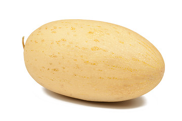 Image showing Fresh yellow cantaloupe melon isolated on white background