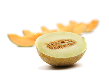 Image showing sliced melon isolated on white background