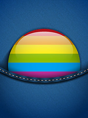 Image showing Gay Flag Button on Jeans Fabric Texture