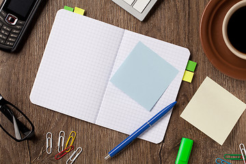 Image showing Notebook and office supplies