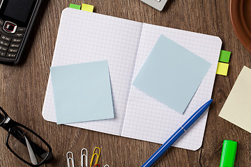 Image showing Notebook and office supplies