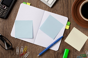 Image showing Notebook and office supplies