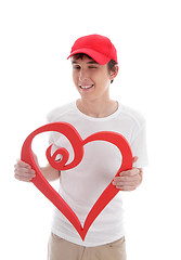 Image showing Teen with love heart cheeky wink