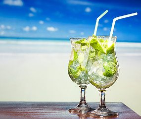 Image showing cocktail with lime and mint