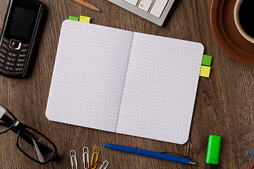 Image showing Notebook and office supplies