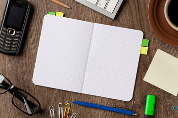 Image showing Notebook and office supplies