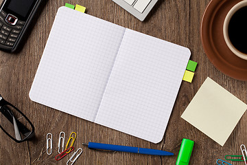 Image showing Notebook and office supplies