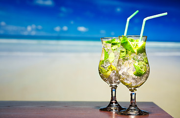 Image showing cocktail with lime and mint