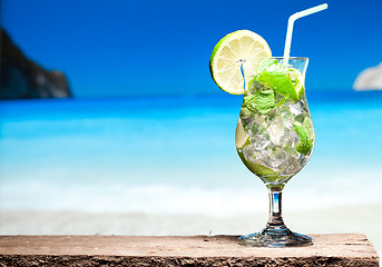 Image showing cocktail with lime and mint