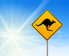 Image showing Kangaroo sign on blue sky