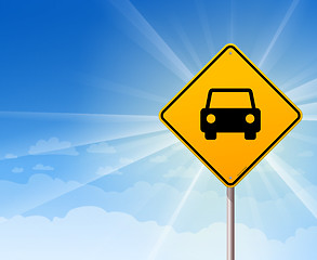 Image showing Car Roadsign on Blue Sky