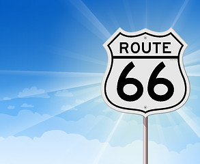 Image showing Route 66 Roadsign on Blue Sky