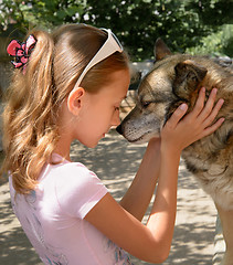Image showing Girl and dog