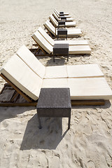 Image showing Row of Beach Loungers