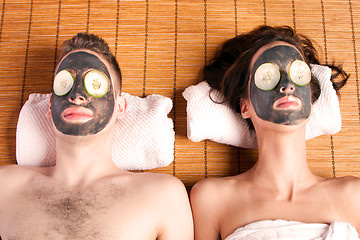 Image showing Couples retreat facial mask spa