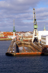 Image showing Ship dry dock.