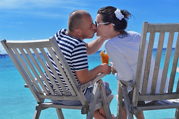 Image showing happy young couple relax and take fresh drink