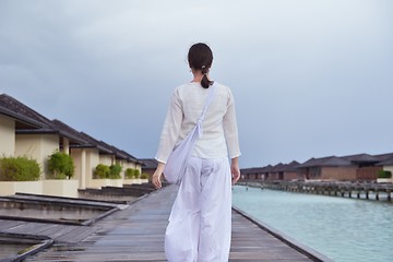 Image showing young woman relax on cloudy summer day