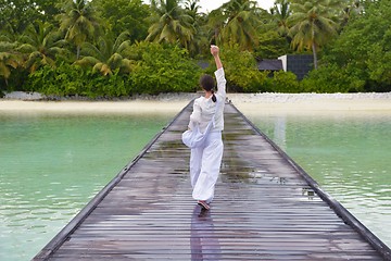 Image showing young woman relax on cloudy summer day