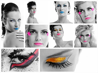 Image showing collage photo of Beautiful Woman with  Luxury Makeup