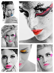 Image showing collage photo of Beautiful Woman with  Luxury Makeup