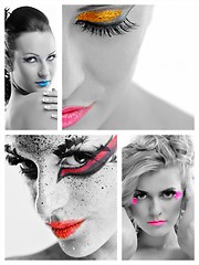 Image showing collage photo of Beautiful Woman with  Luxury Makeup