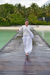 Image showing young woman relax on cloudy summer day