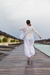 Image showing young woman relax on cloudy summer day