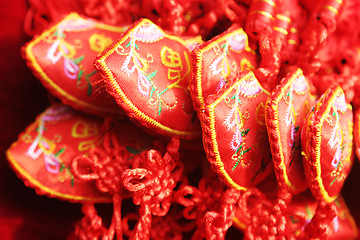 Image showing Red Chinese crafts made from embroidered fabric