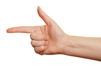 Image showing pointing fingers of a woman's hand